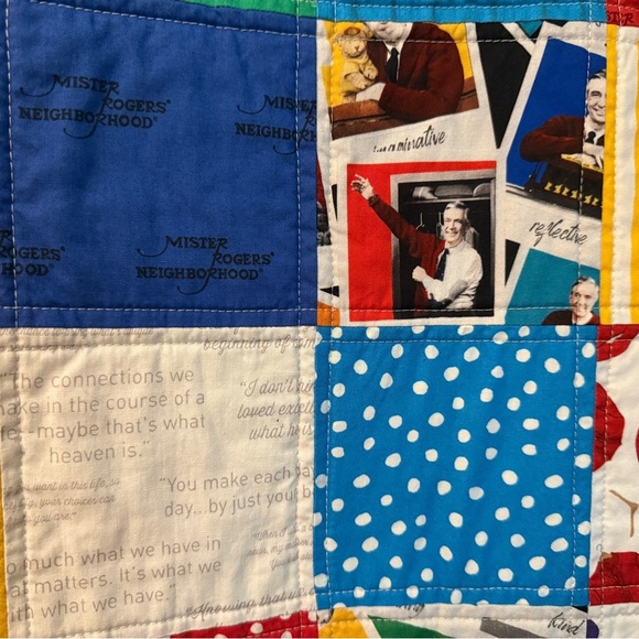 Handmade Mister Rogers Neighborhood One of a Kind Patchwork Quilt Back to School - Picture 5 of 14